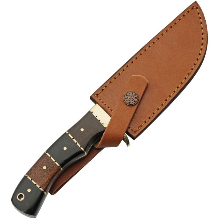 Couteau Bowie Damas Hunter Horn/Walnut 256 Couches Manche Corne & Noyer Etui Cuir DM1313HW - Livraison Gratuite