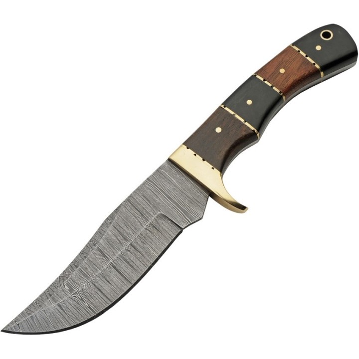 Couteau Bowie Damas Hunter Horn/Walnut 256 Couches Manche Corne & Noyer Etui Cuir DM1313HW - Livraison Gratuite