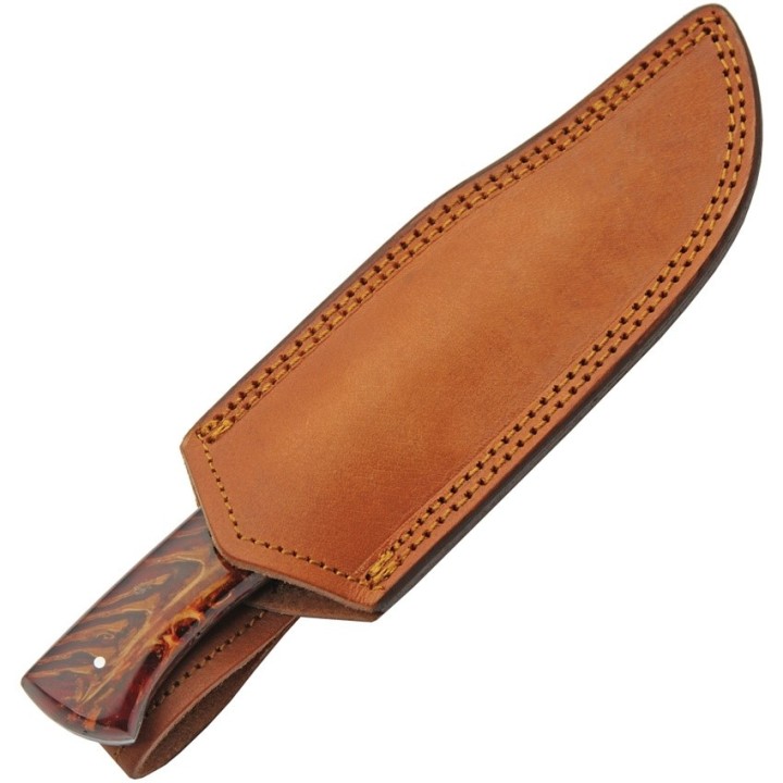 Couteau Bowie Damas Firepeak Hunter 256 Couches Manche Acrylique Etui Cuir DM1315 - Livraison Gratuite