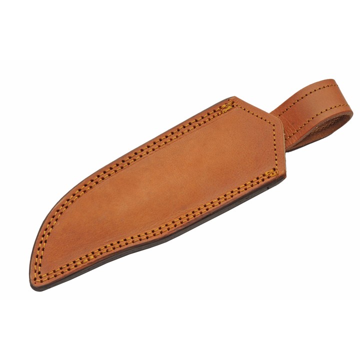 Couteau Bowie Damas Firepeak Hunter 256 Couches Manche Acrylique Etui Cuir DM1315 - Livraison Gratuite