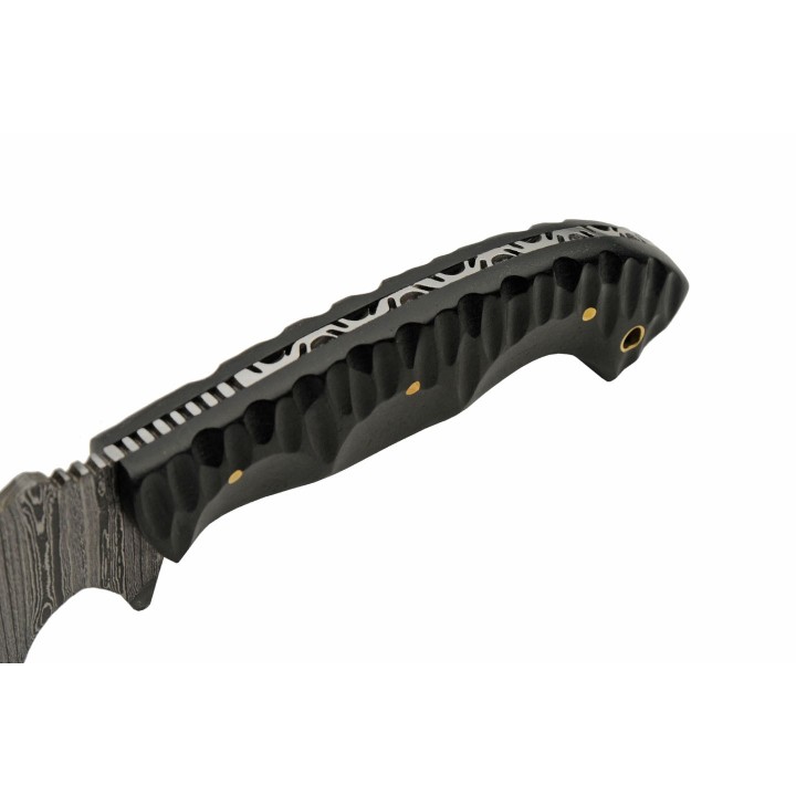 Couteau Damas Slate Hunter Machete 256 Couches Manche Micarta Etui Cuir DM1322 - Livraison Gratuite