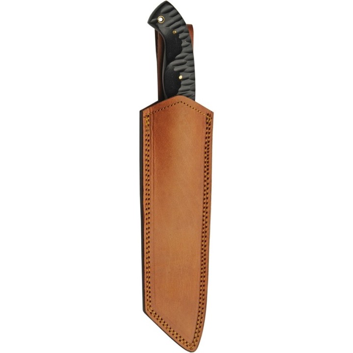 Couteau Damas Slate Hunter Machete 256 Couches Manche Micarta Etui Cuir DM1322 - Livraison Gratuite