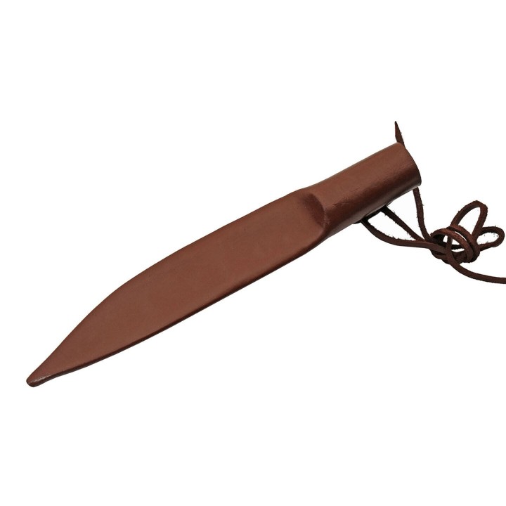 Couteau Damas Celtic Triquetra Seax 256 Couches Manche Bois Etui Cuir DM1299 - Livraison Gratuite