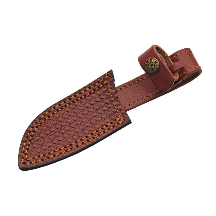 Couteau Skinner Damas 256 Couches Dusk At Dawn Hunter Manche Bois&Turquoise Etui Cuir DM1297 - Livraison Gratuite