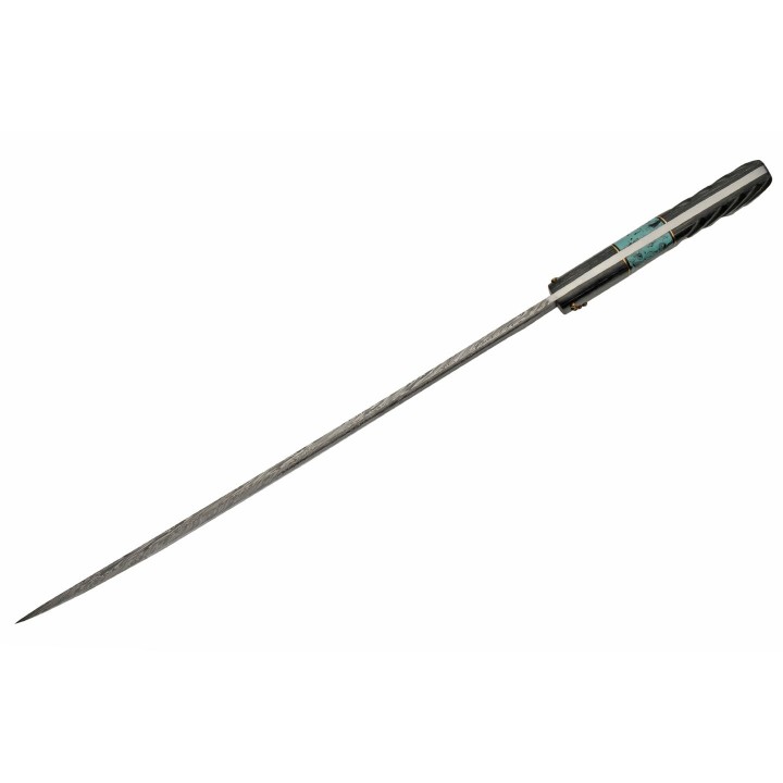 Couteau Skinner Damas 256 Couches Dusk At Dawn Hunter Manche Bois&Turquoise Etui Cuir DM1297 - Livraison Gratuite