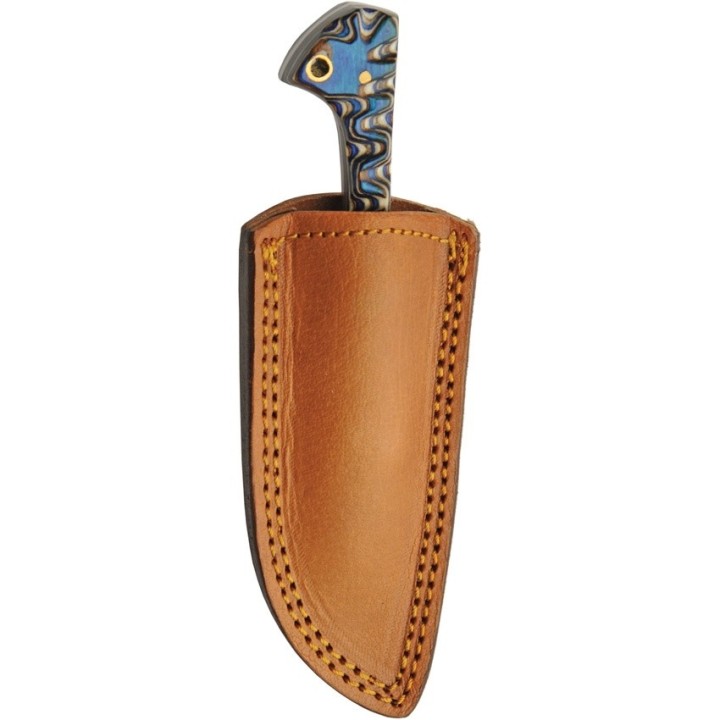 Couteau Skinner Damas 256 Couches Prideful Fang Caper Manche Bois Etui Cuir DM1320BL - Livraison Gratuite