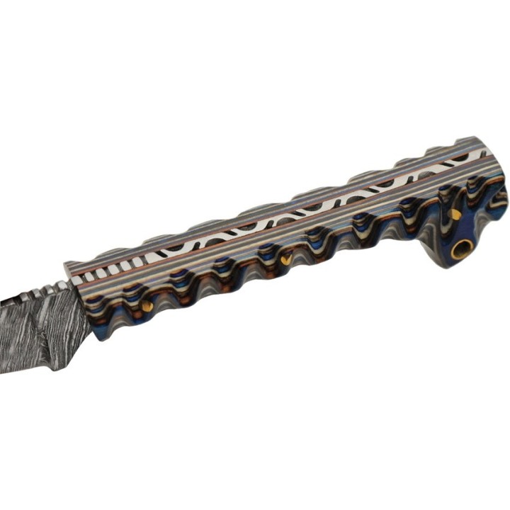Couteau Skinner Damas 256 Couches Prideful Fang Caper Manche Bois Etui Cuir DM1320BL - Livraison Gratuite