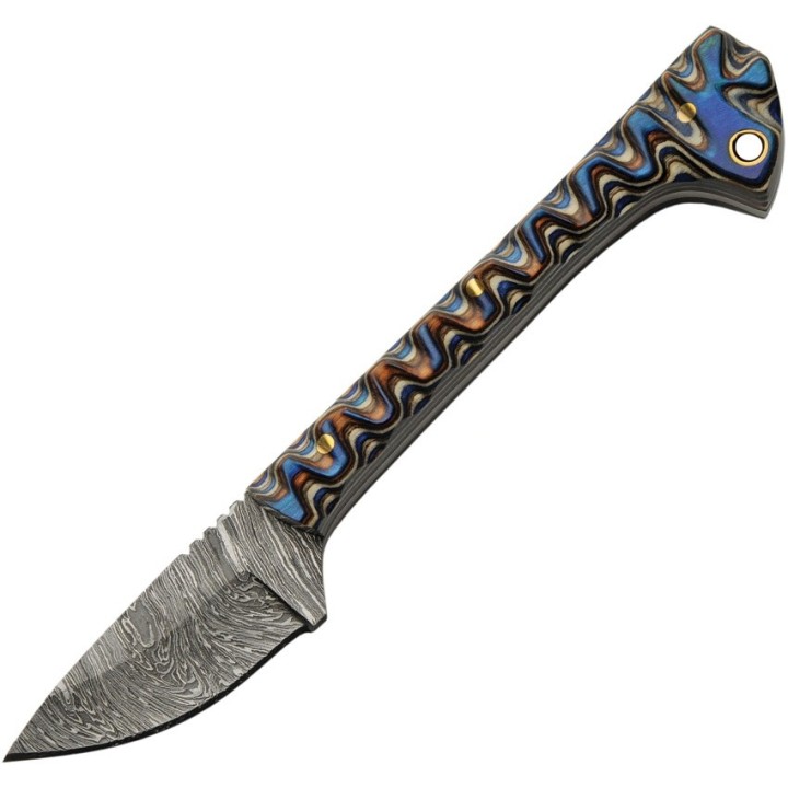 Couteau Skinner Damas 256 Couches Prideful Fang Caper Manche Bois Etui Cuir DM1320BL - Livraison Gratuite