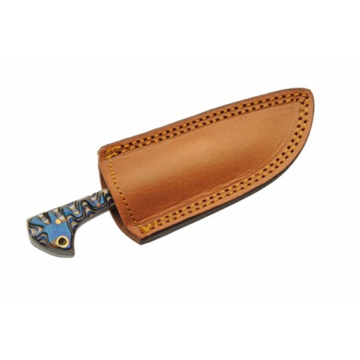 Couteau Skinner Damas 256 Couches Prideful Fang Caper Manche Bois Etui Cuir DM1320BL - Livraison Gratuite
