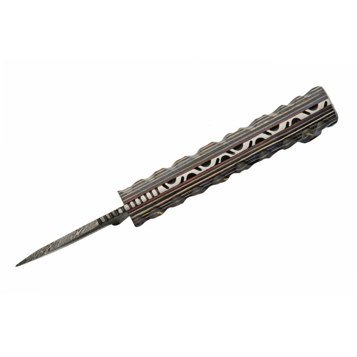 Couteau Skinner Damas 256 Couches Prideful Fang Caper Manche Bois Etui Cuir DM1320BL - Livraison Gratuite