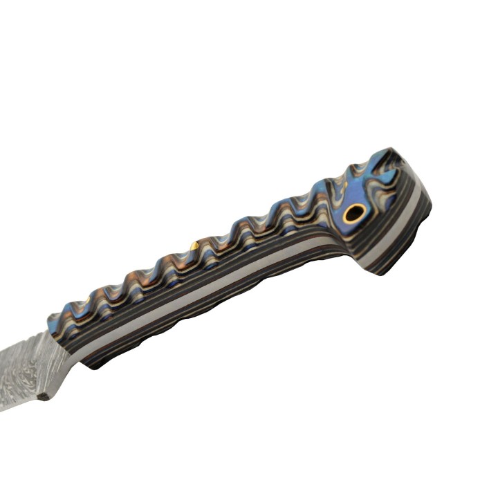 Couteau Skinner Damas 256 Couches Prideful Fang Caper Manche Bois Etui Cuir DM1320BL - Livraison Gratuite