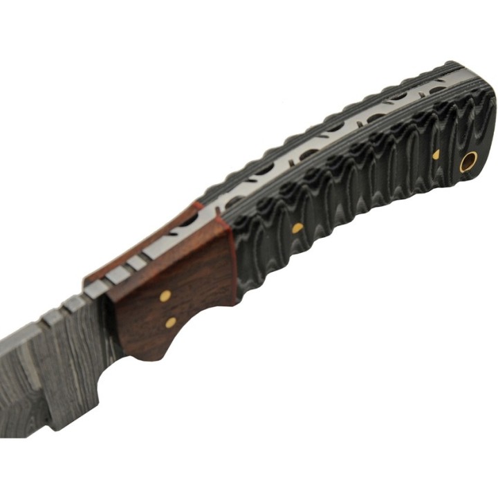 Couteau Skinner Damas 256 Couches Snake Belly Hunter Manche Façon Snake Etui Cuir DM1325 - Livraison Gratuite