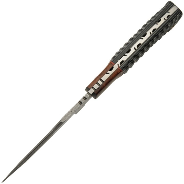 Couteau Skinner Damas 256 Couches Snake Belly Hunter Manche Façon Snake Etui Cuir DM1325 - Livraison Gratuite