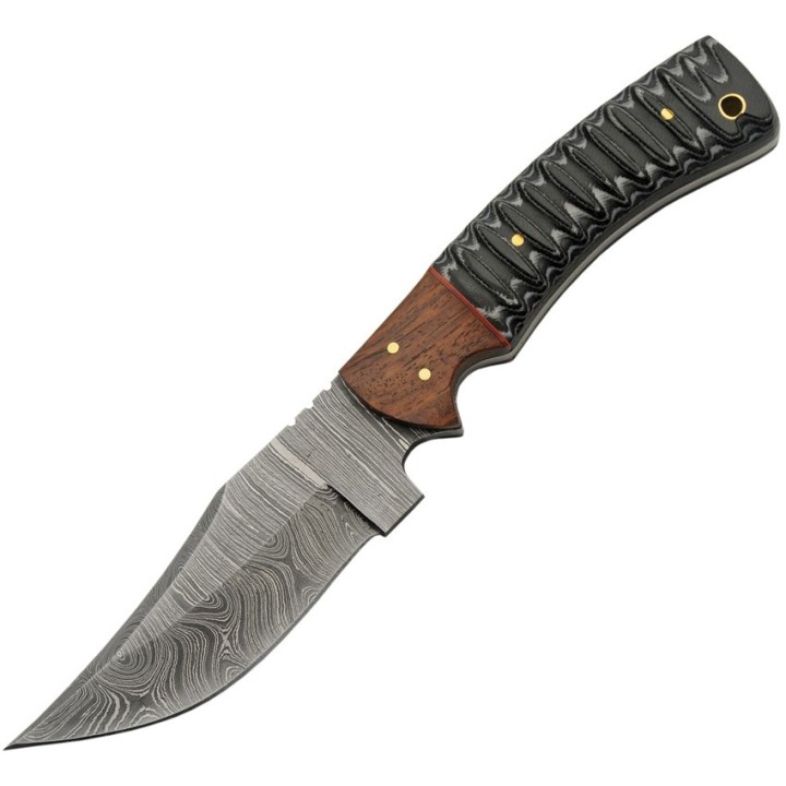 Couteau Skinner Damas 256 Couches Snake Belly Hunter Manche Façon Snake Etui Cuir DM1325 - Livraison Gratuite