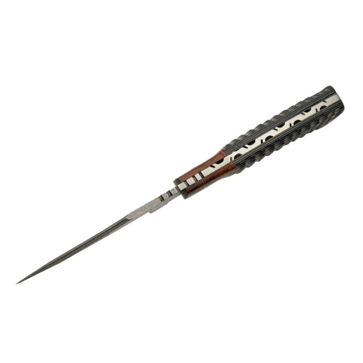 Couteau Skinner Damas 256 Couches Snake Belly Hunter Manche Façon Snake Etui Cuir DM1325 - Livraison Gratuite