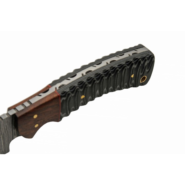 Couteau Skinner Damas 256 Couches Snake Belly Hunter Manche Façon Snake Etui Cuir DM1325 - Livraison Gratuite