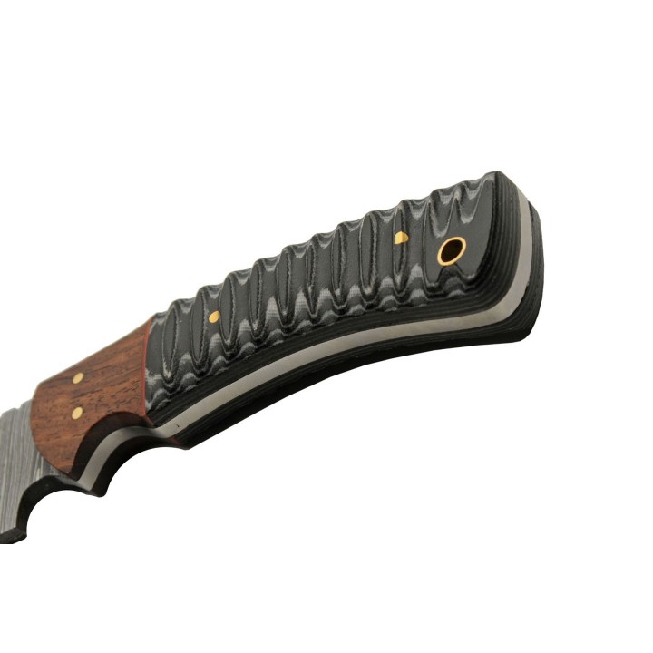 Couteau Skinner Damas 256 Couches Snake Belly Hunter Manche Façon Snake Etui Cuir DM1325 - Livraison Gratuite