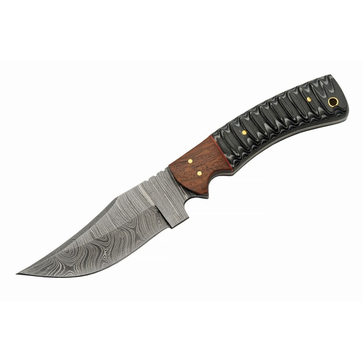 Couteau Skinner Damas 256 Couches Snake Belly Hunter Manche Façon Snake Etui Cuir DM1325 - Livraison Gratuite
