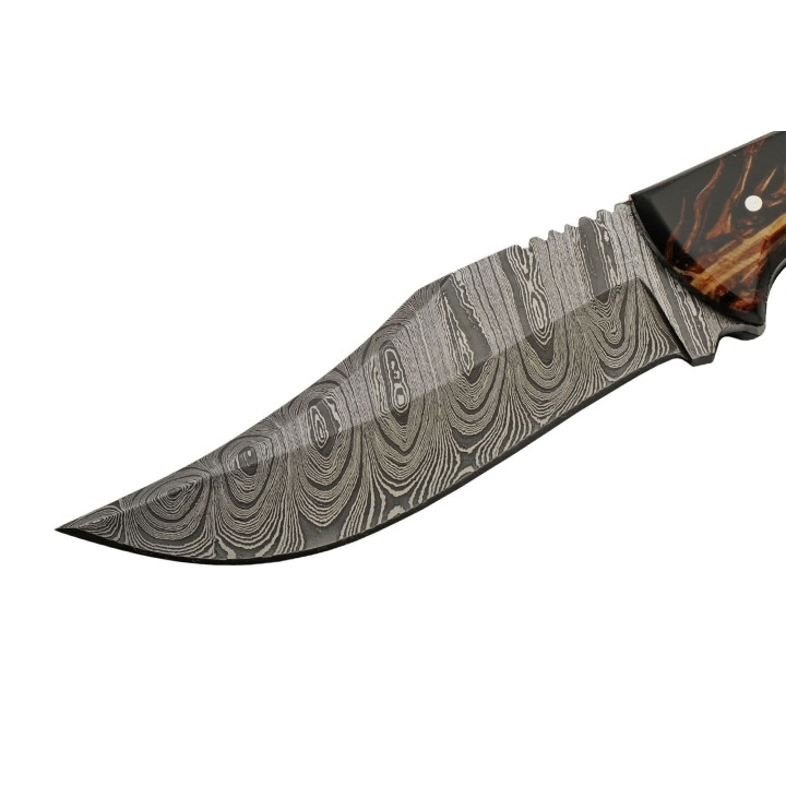 Couteau Skinner Damas 256 Couches Great Pine Hunter Etui Cuir DM1327 - Livraison Gratuite