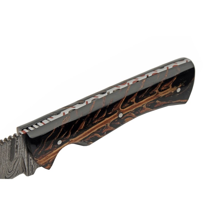 Couteau Skinner Damas 256 Couches Great Pine Hunter Etui Cuir DM1327 - Livraison Gratuite