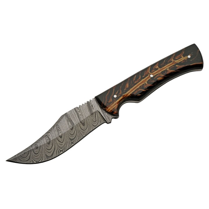 Couteau Skinner Damas 256 Couches Great Pine Hunter Etui Cuir DM1327 - Livraison Gratuite