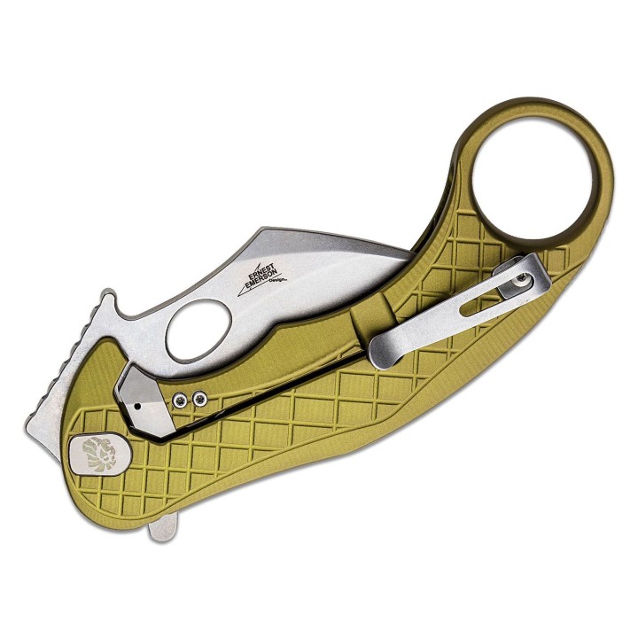 Couteau Karambit LionSteel L.E.One Green Lame Acier CPM-MagnaCut Manche Aluminium Clip Italy LSTLE1AGS - Livraison Gratuite