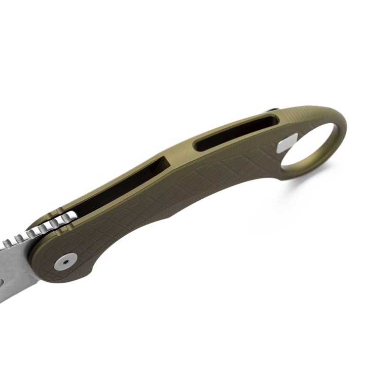 Couteau Karambit LionSteel L.E.One Green Lame Acier CPM-MagnaCut Manche Aluminium Clip Italy LSTLE1AGS - Livraison Gratuite