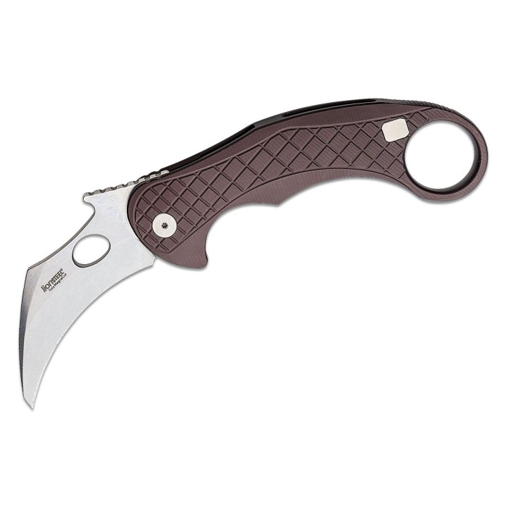 Couteau Karambit LionSteel L.E.One Brown Lame Acier CPM-MagnaCut Manche Aluminium Clip Italy LSTLE1AGS - Livraison Gratuite