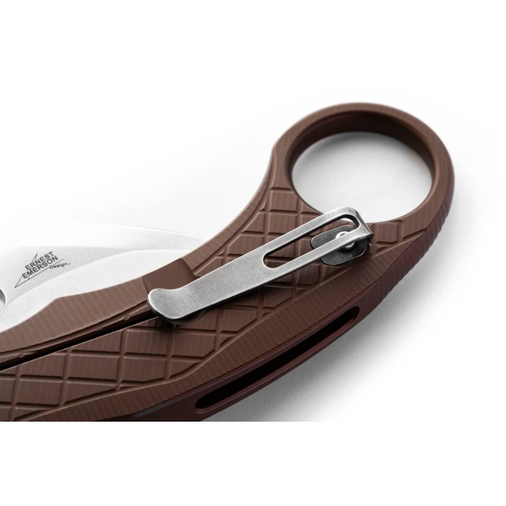 Couteau Karambit LionSteel L.E.One Brown Lame Acier CPM-MagnaCut Manche Aluminium Clip Italy LSTLE1AGS - Livraison Gratuite
