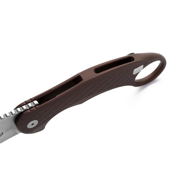 Couteau Karambit LionSteel L.E.One Brown Lame Acier CPM-MagnaCut Manche Aluminium Clip Italy LSTLE1AGS - Livraison Gratuite