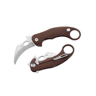 Couteau Karambit LionSteel L.E.One Brown Lame Acier CPM-MagnaCut Manche Aluminium Clip Italy LSTLE1AGS - Livraison Gratuite