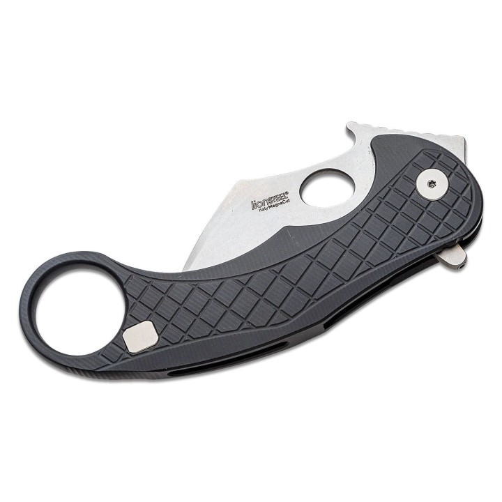 Couteau Karambit LionSteel L.E.One Black Lame Acier CPM-MagnaCut Manche Aluminium Clip Italy LSTLE1ABS - Livraison Gratuite
