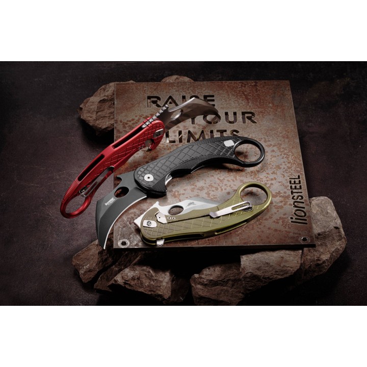 Couteau Karambit LionSteel L.E.One Black Lame Acier CPM-MagnaCut Manche Aluminium Clip Italy LSTLE1ABS - Livraison Gratuite