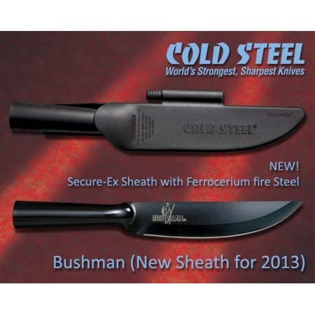 Couteau de Survie Cold Steel Bushman Secure-Ex Firesteel Acier SK-5 + Etui Secure-Ex + Fire Start CS95BUSK - Livraison Gratuite