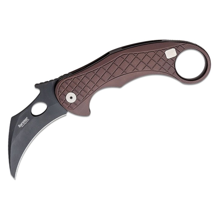 Couteau Karambit LionSteel L.E.One Brown Lame Acier CPM-MagnaCut Black Manche Alu Clip Italy LSTLE1AEB - Livraison Gratuite