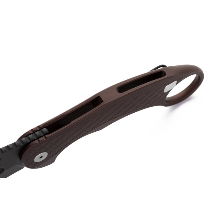 Couteau Karambit LionSteel L.E.One Brown Lame Acier CPM-MagnaCut Black Manche Alu Clip Italy LSTLE1AEB - Livraison Gratuite