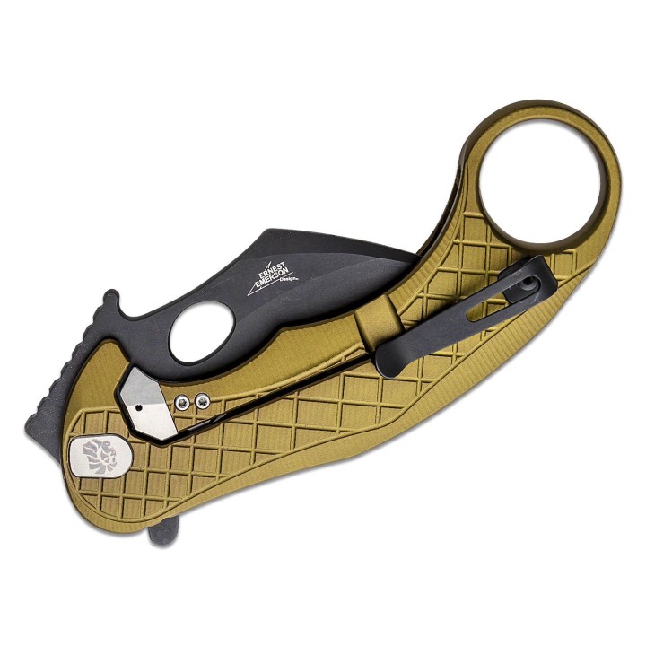 Couteau Karambit LionSteel L.E.One Green Lame Acier CPM-MagnaCut Black Manche Alu Clip Italy LSTLE1AGB - Livraison Gratuite
