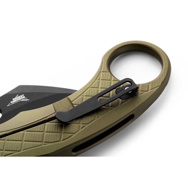 Couteau Karambit LionSteel L.E.One Green Lame Acier CPM-MagnaCut Black Manche Alu Clip Italy LSTLE1AGB - Livraison Gratuite