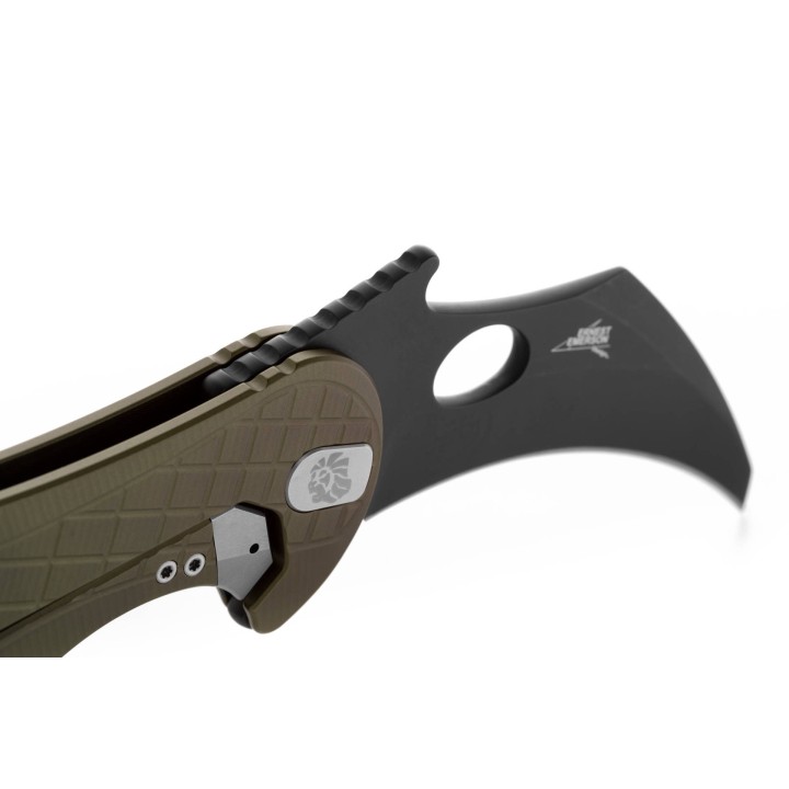 Couteau Karambit LionSteel L.E.One Green Lame Acier CPM-MagnaCut Black Manche Alu Clip Italy LSTLE1AGB - Livraison Gratuite