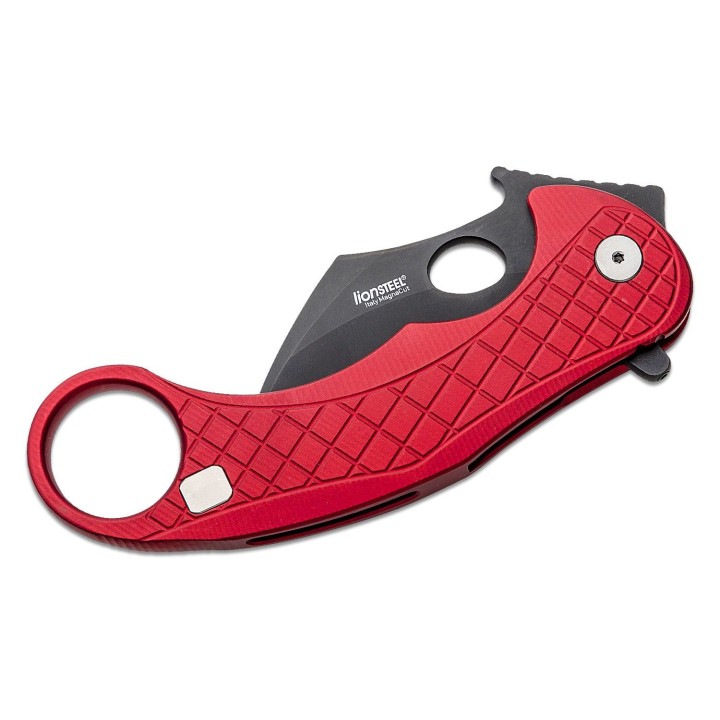 Couteau Karambit LionSteel L.E.One Red Lame Acier CPM-MagnaCut Black Manche Alu Clip Italy LSTLE1ARB - Livraison Gratuite