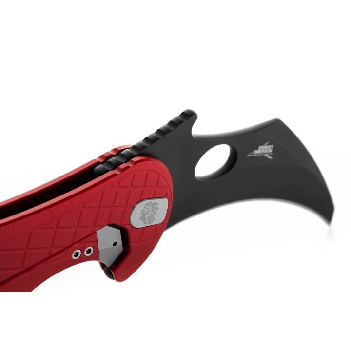 Couteau Karambit LionSteel L.E.One Red Lame Acier CPM-MagnaCut Black Manche Alu Clip Italy LSTLE1ARB - Livraison Gratuite