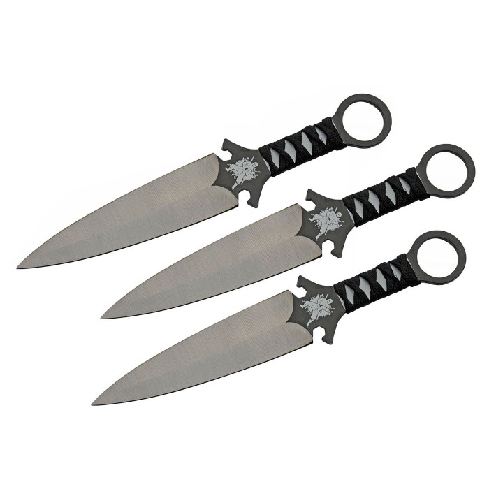 Set de 6 Couteaux de Lancer Ninja Throwing Set Manche Corde Acier Inox Etui Nylon CN211547X2 - Livraison Gratuite