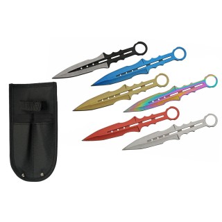 Lot de 6 Couteaux de Lancer de Cirque Lame Acier Inox Etui Nylon CN211555 - Livraison Gratuite
