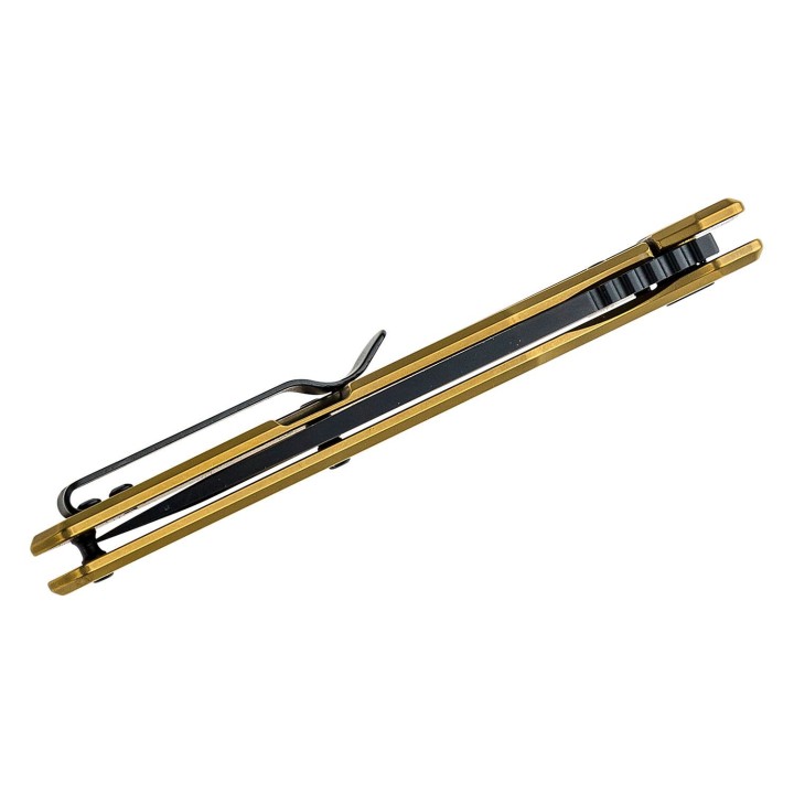 Couteau Ontario Ti 22 Equinox Bronze Lame Tanto Acier S35VN Manche Titane Framelock Clip ON9805 - Livraison Gratuite