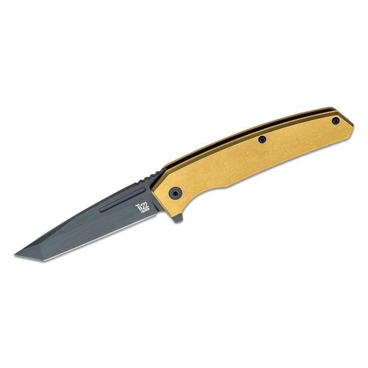 Couteau Ontario Ti 22 Equinox Bronze Lame Tanto Acier S35VN Manche Titane Framelock Clip ON9805 - Livraison Gratuite
