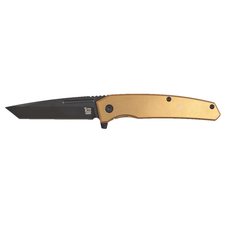 Couteau Ontario Ti 22 Equinox Bronze Lame Tanto Acier S35VN Manche Titane Framelock Clip ON9805 - Livraison Gratuite