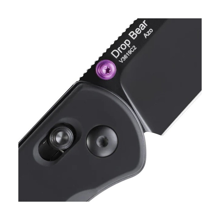 Couteau Kizer Drop Bear Black Manche Aluminium Lame Acier 154CM IKBS Clutch Lock Clip KIV3619C2 - Livraison Gratuite