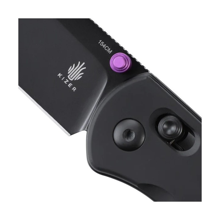 Couteau Kizer Drop Bear Black Manche Aluminium Lame Acier 154CM IKBS Clutch Lock Clip KIV3619C2 - Livraison Gratuite