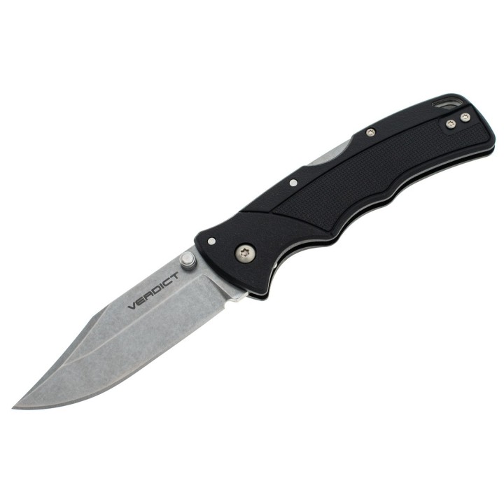 Couteau Cold Steel Verdict Black Lame Acier 4116 Clip Point Manche GFN Lockback Clip CSFLC3CPSS - Livraison Gratuite