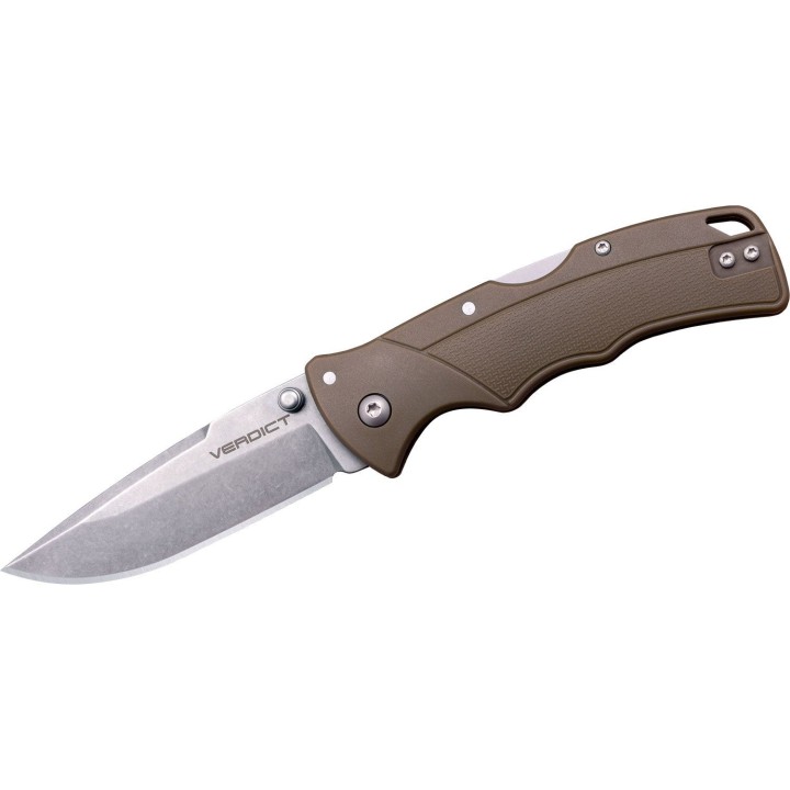 Couteau Cold Steel Verdict FDE Lame Acier 4116 Clip Point Manche GFN Lockback Clip CSFLC3CPSSFDE - Livraison Gratuite